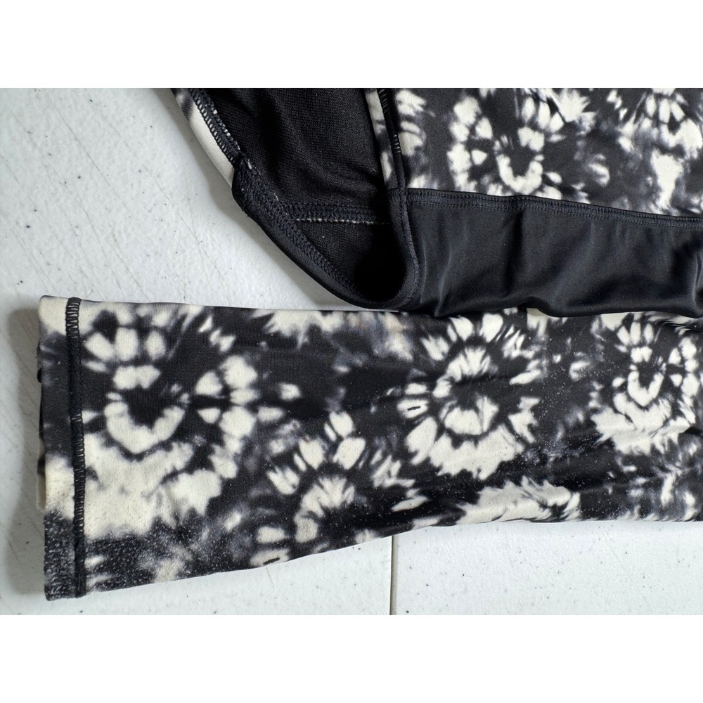Athleta Girl Long Sleeve One Piece Swimsuit Tie Dye Black White Half Zip L 12 - Picture 6 of 8